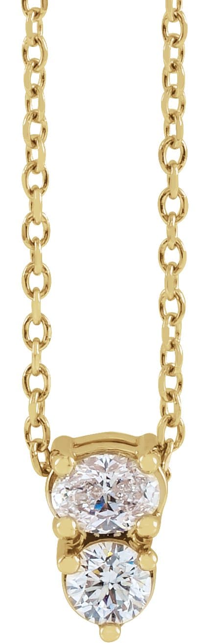 14K Rose 1/4 CTW Natural Diamond Two-Stone 16-18 Necklace