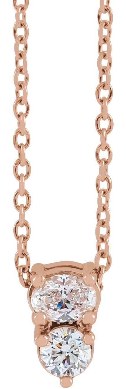14K Rose 1/4 CTW Natural Diamond Two-Stone 16-18 Necklace