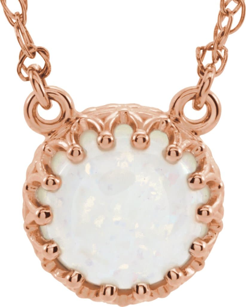 14K Rose 10 mm Natural London Blue Topaz Crown 18 Necklace