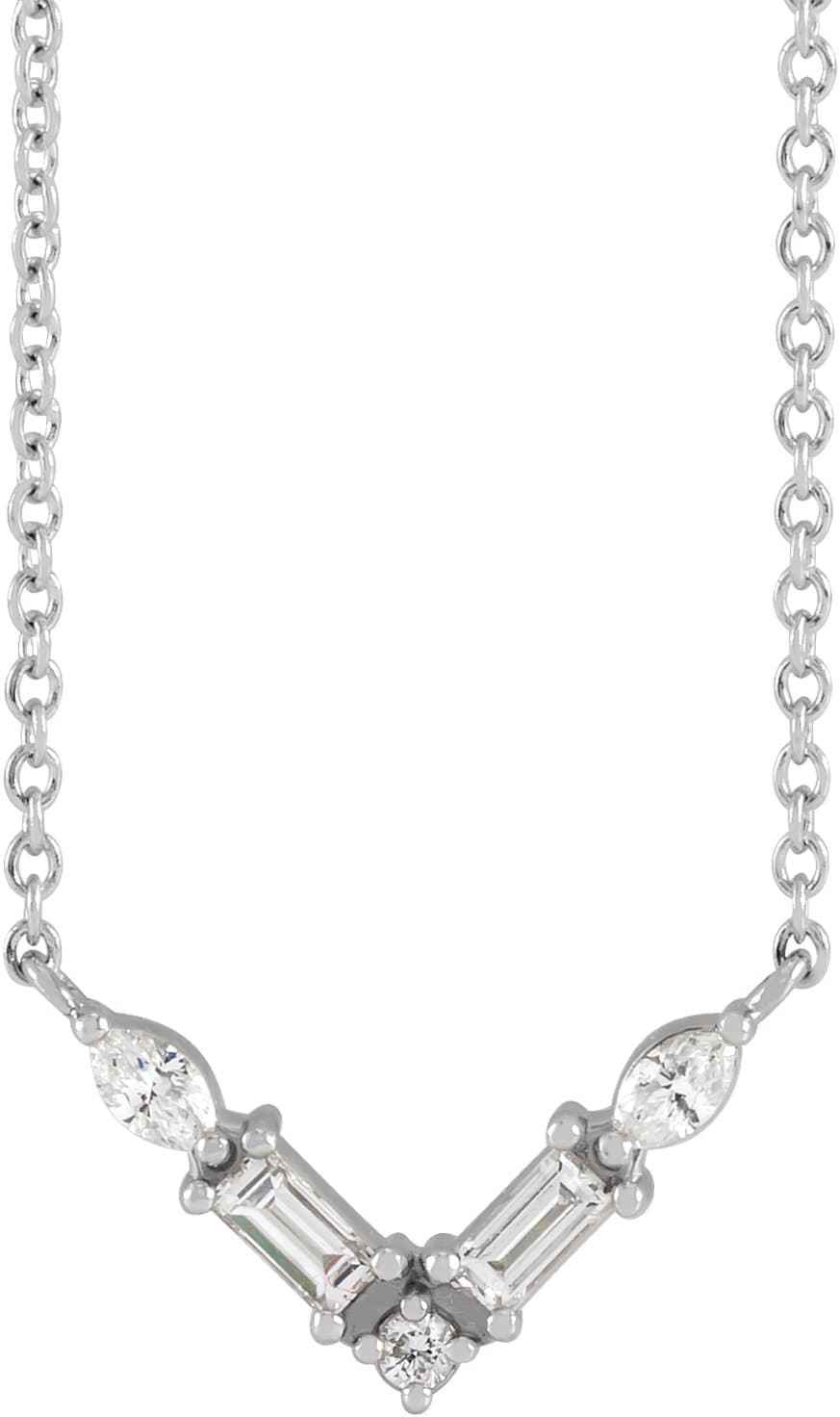 14K Rose 1/6 CTW Natural Diamond V Necklace Center