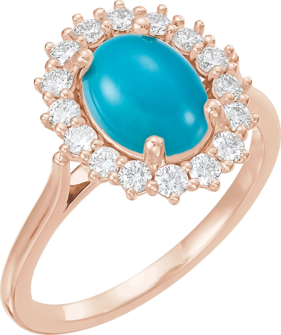 14K Rose Natural Ethiopian Opal & 1/5 CTW Natural Diamond Ring