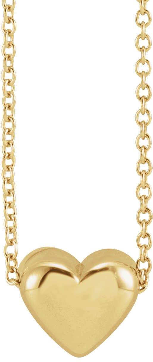 14K Rose Puffed Heart 16-18Necklace