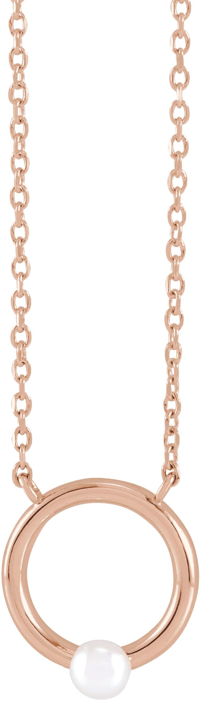 14K Rose Circle 18 Necklace Mounting for 3 mm Pearl