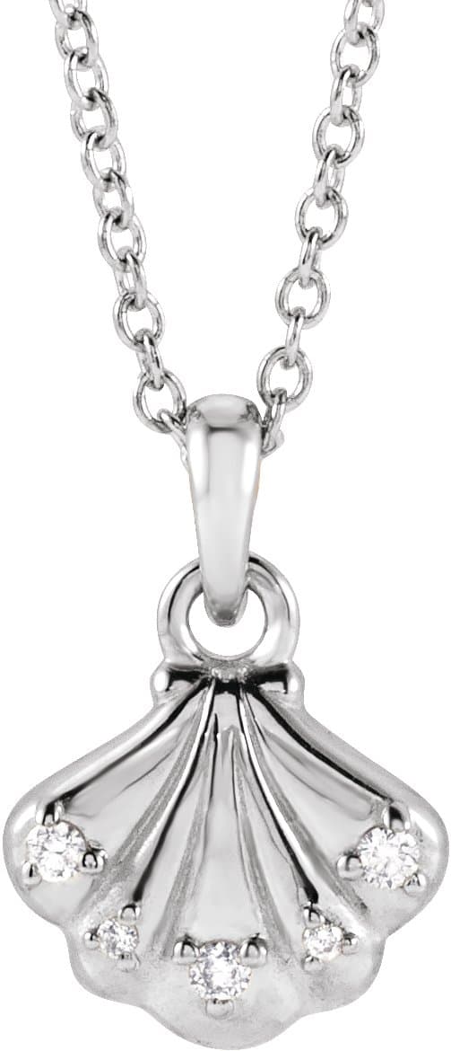14K Rose .03 CTW Natural Diamond Seashell 16-18 Necklace