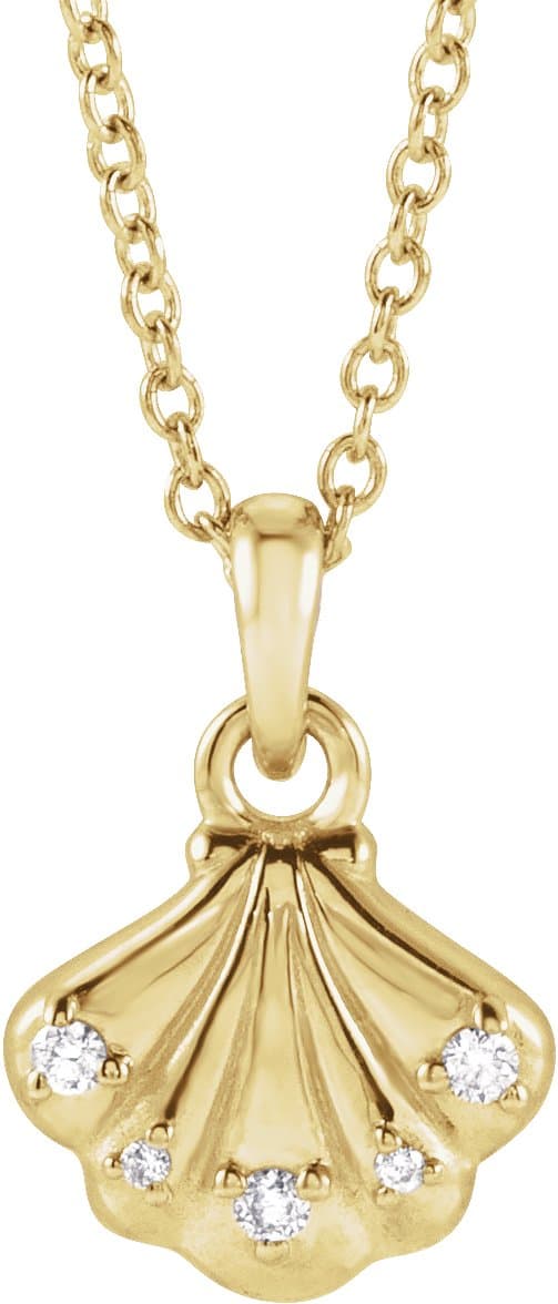 14K Rose .03 CTW Natural Diamond Seashell 16-18 Necklace