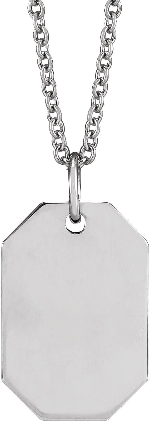 14K Rose Engravable Dog Tag 16-18 Necklace