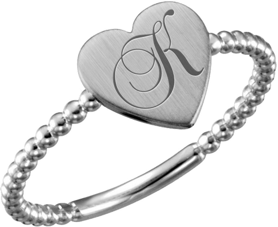 Be Posh® Engravable Beaded Signet Ring view 3