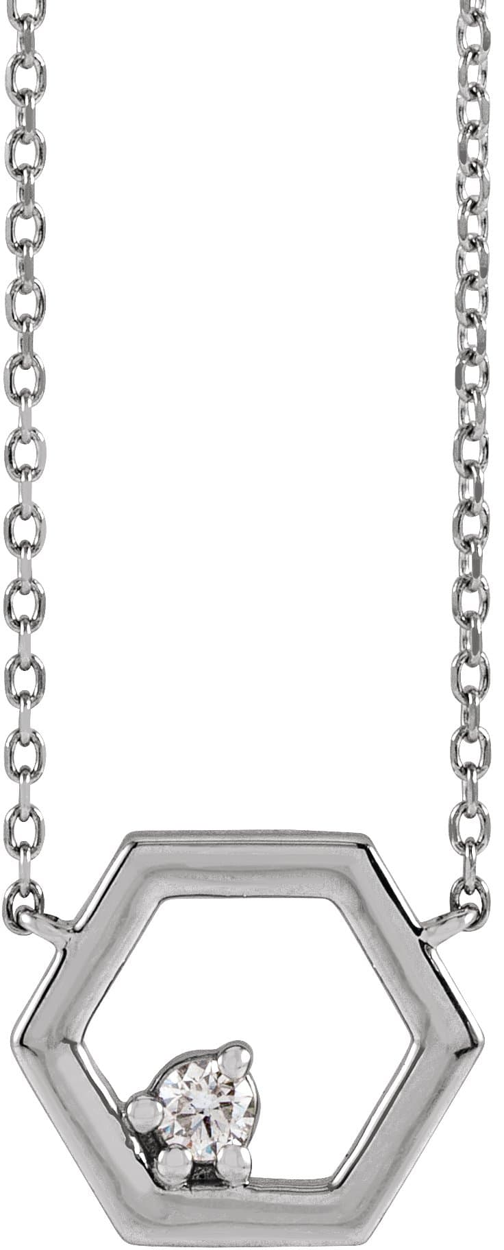 14K Rose .06 CT Natural Diamond Honeycomb 16 Necklace