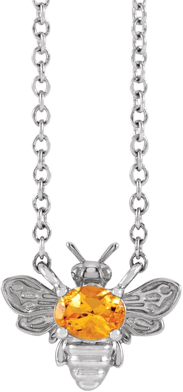 14K Rose Natural Pink Sapphire Bee 16 Necklace