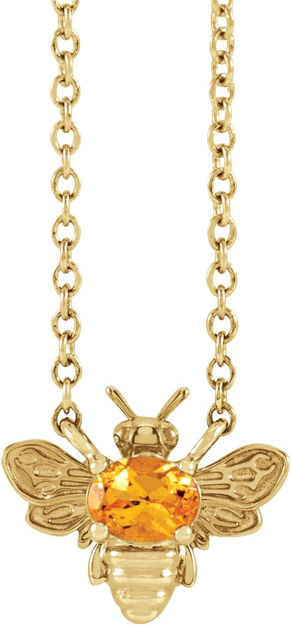 14K Rose Natural Pink Sapphire Bee 16 Necklace