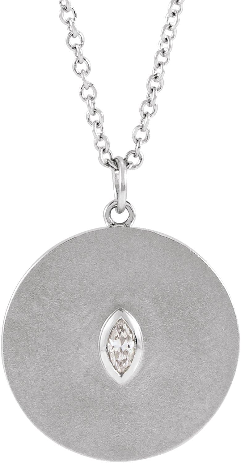 14K Rose .08 CT Natural Diamond Disc 16-18 Necklace