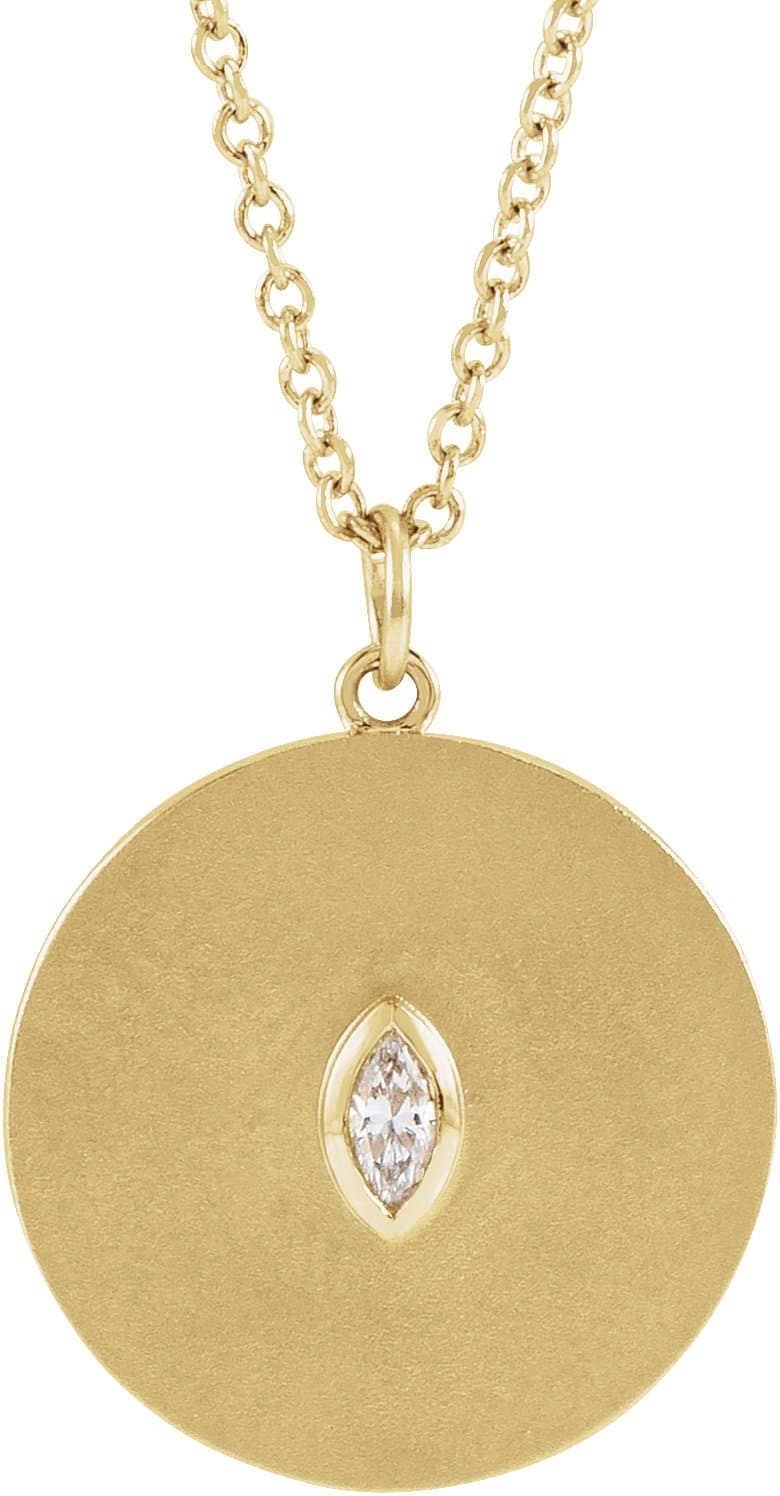 14K Rose .08 CT Natural Diamond Disc 16-18 Necklace