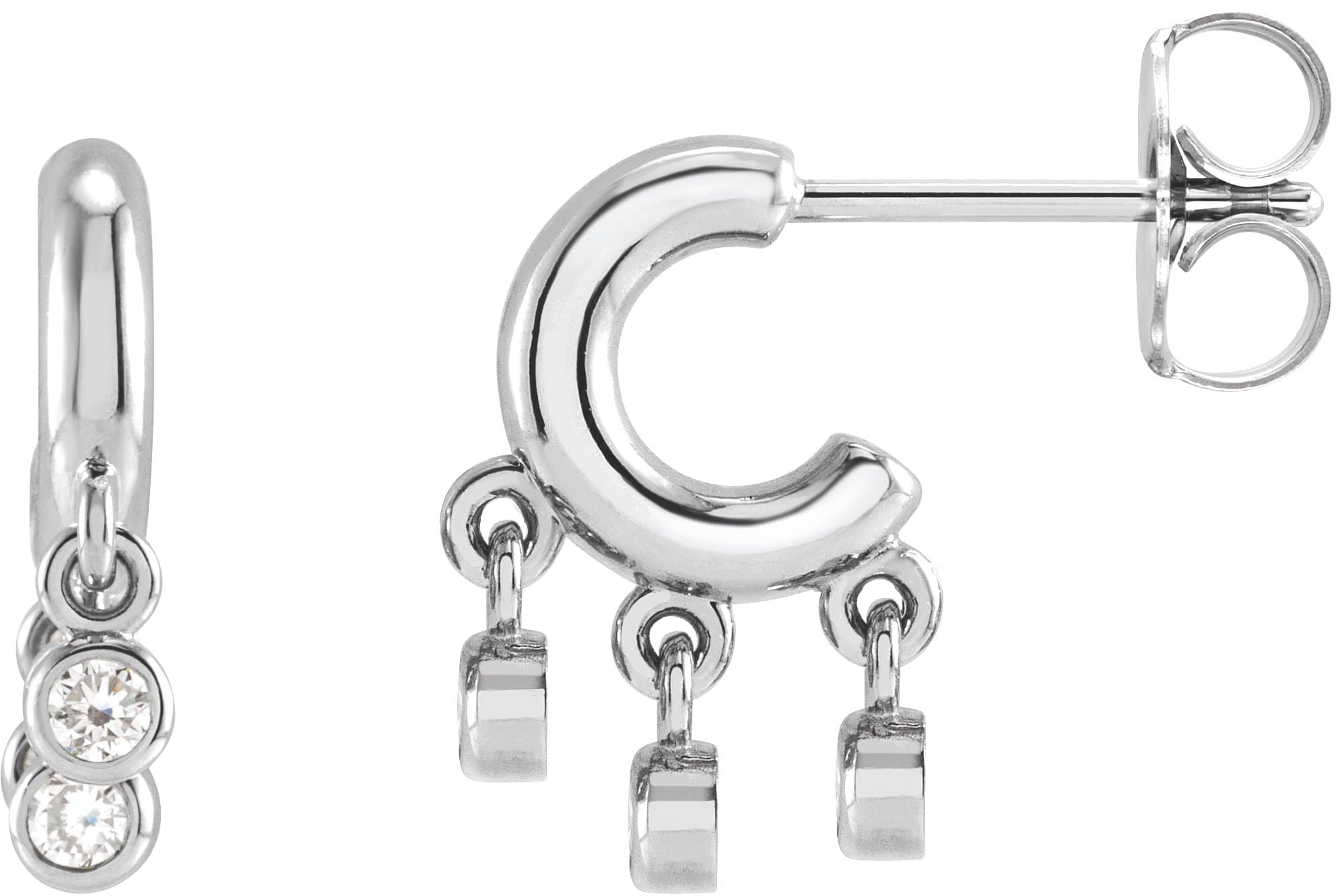 14K Rose 1/5 CTW Natural Diamond Fringe Hoop Earrings