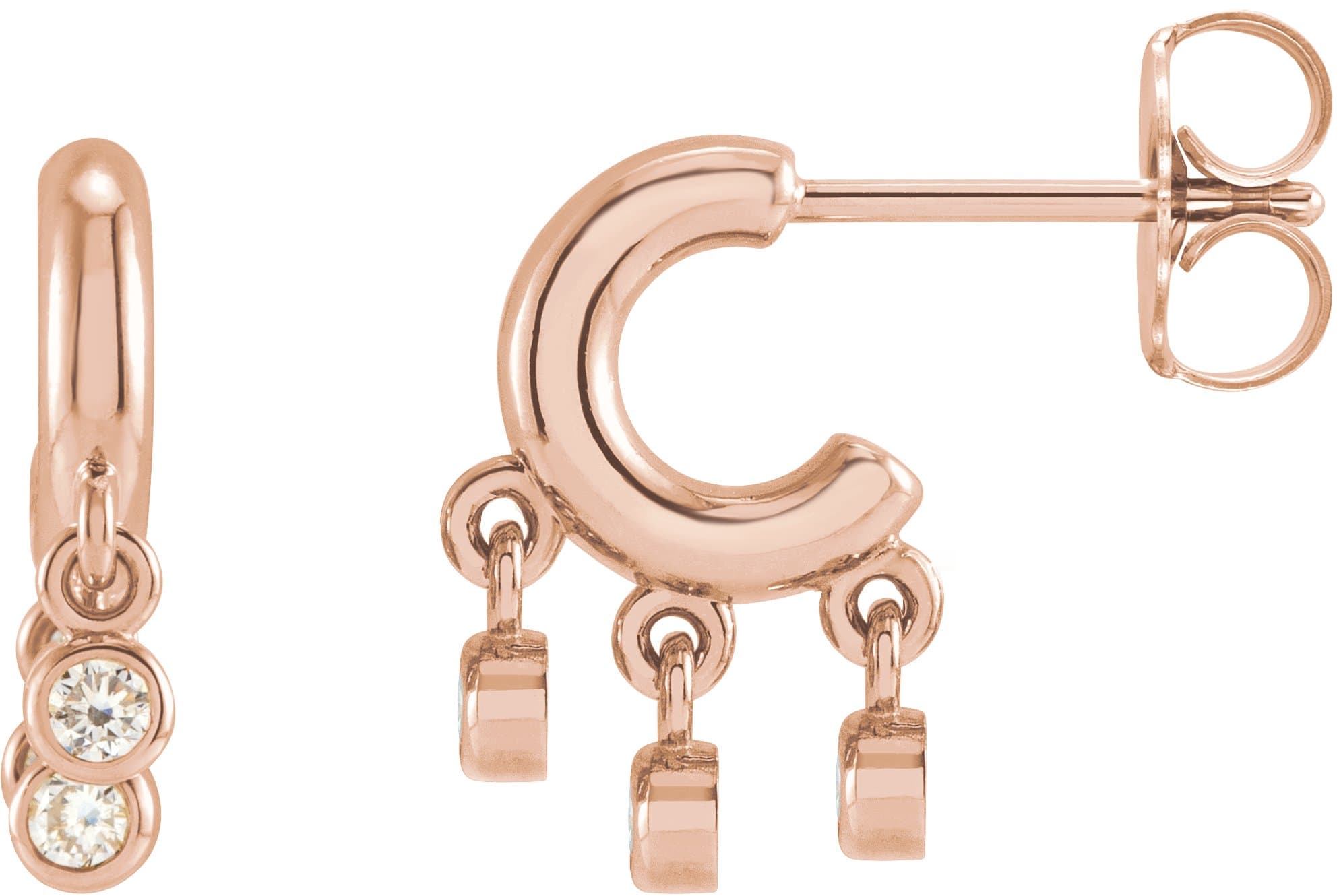 14K Rose 1/5 CTW Natural Diamond Fringe Hoop Earrings