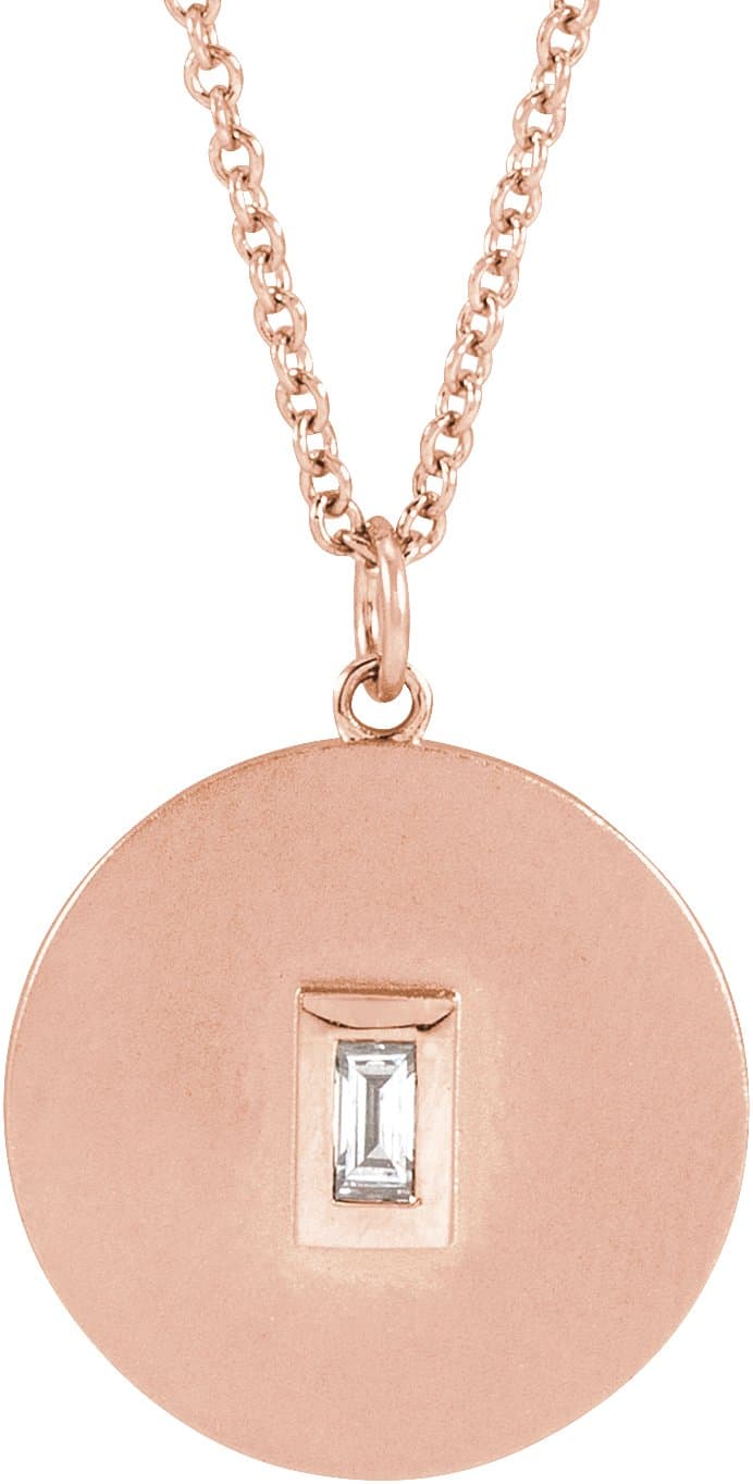14K Rose .08 CT Natural Diamond Disc 16-18 Necklace