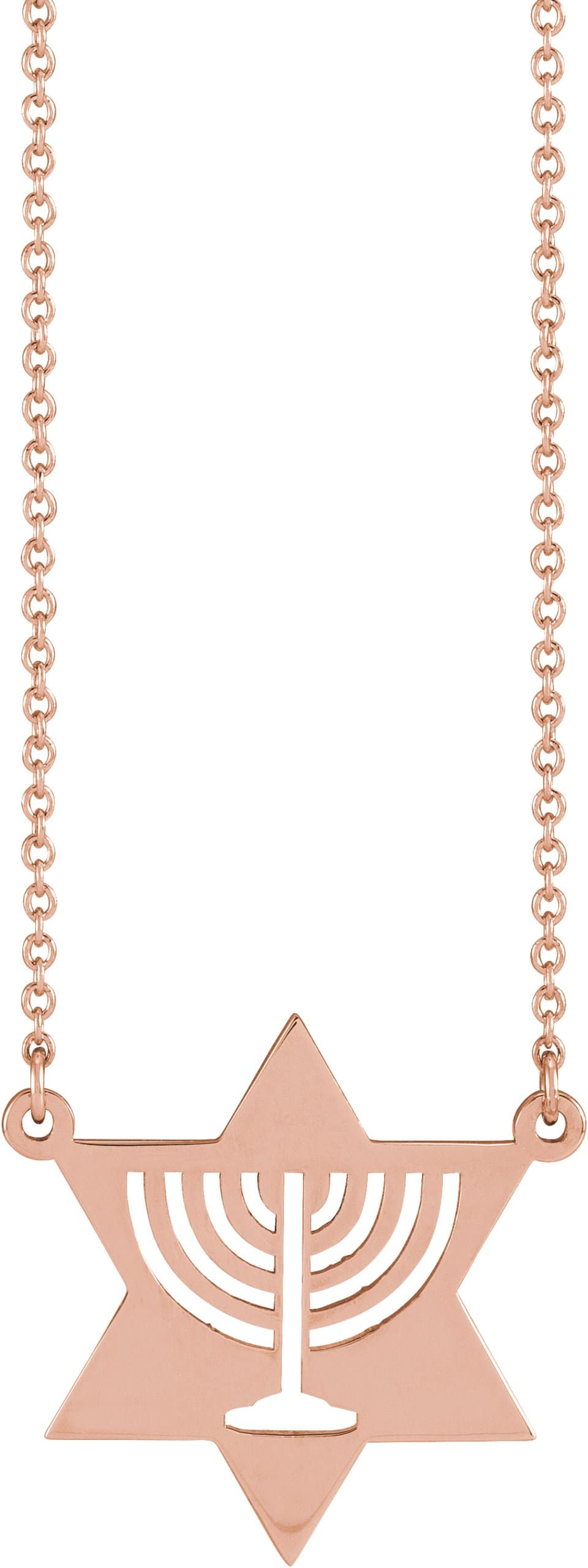 14K Rose Menorah Star 18 Necklace
