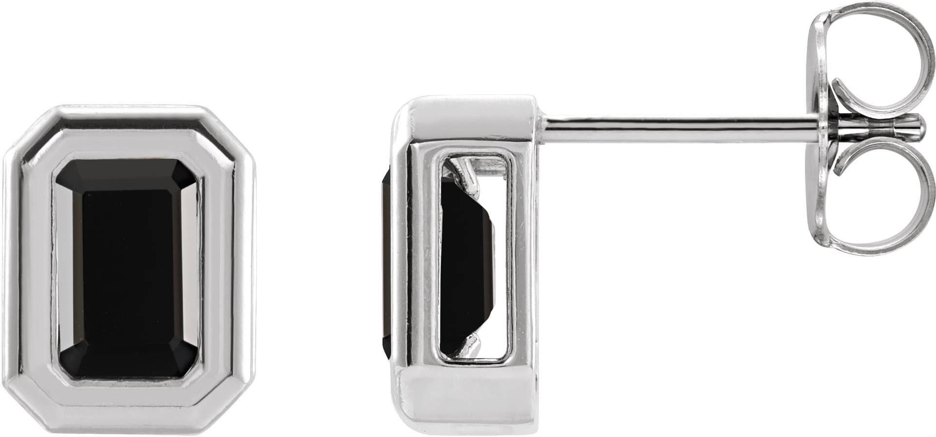 14K Rose Natural Black Onyx Solitaire Earrings