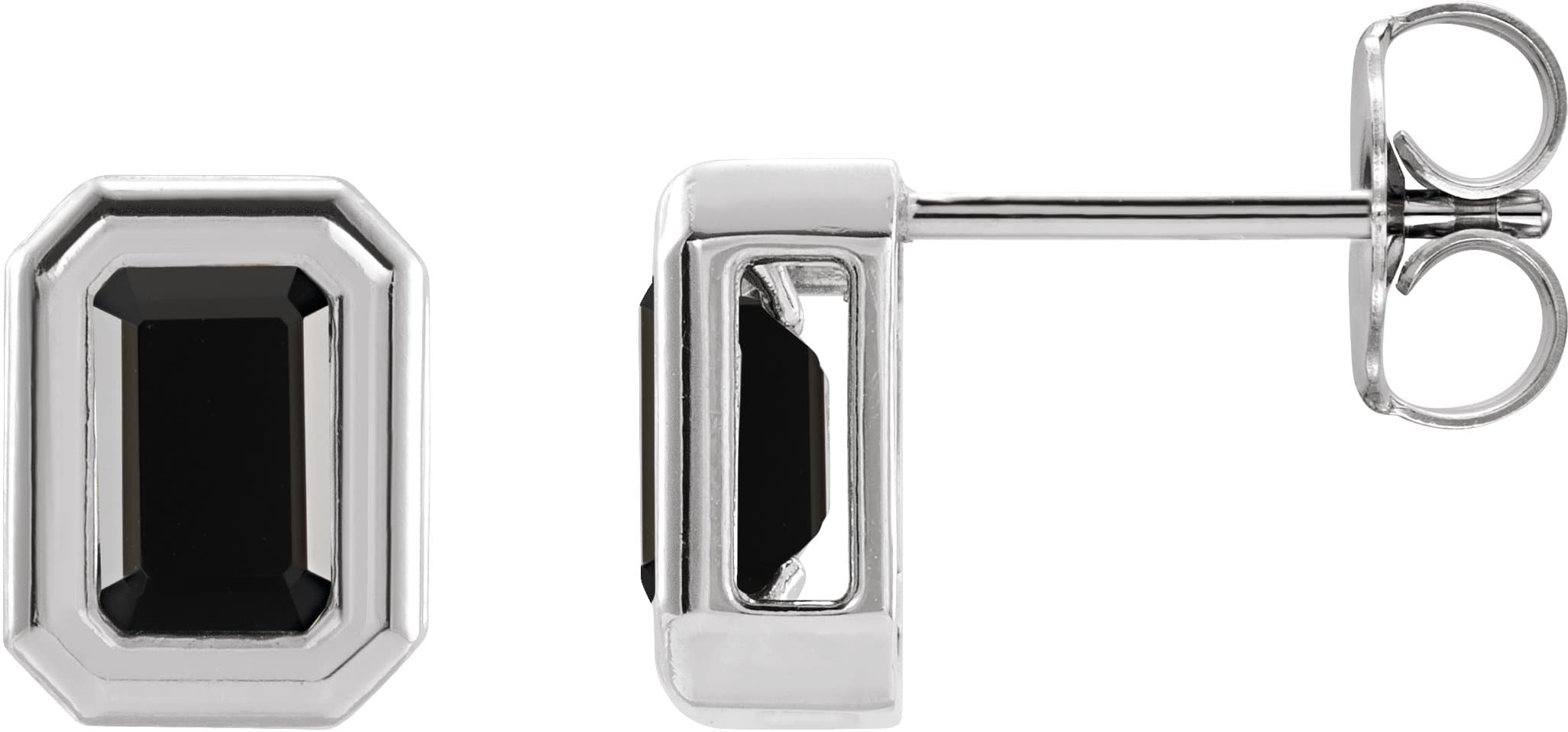 14K Rose Natural Black Onyx Solitaire Earrings