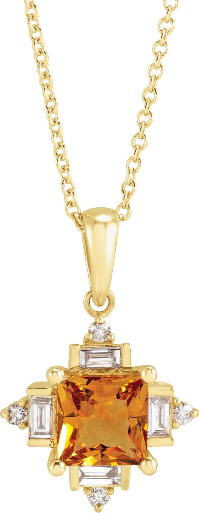 14K Rose Natural London Blue Topaz & 1/5 CTW Natural Diamond Geometric 16-18 Necklace