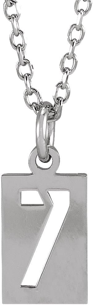 14K Rose Pierced Numeral 0 Dog Tag 16-18 Necklace
