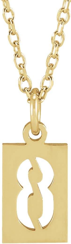 14K Rose Pierced Numeral 0 Dog Tag 16-18 Necklace