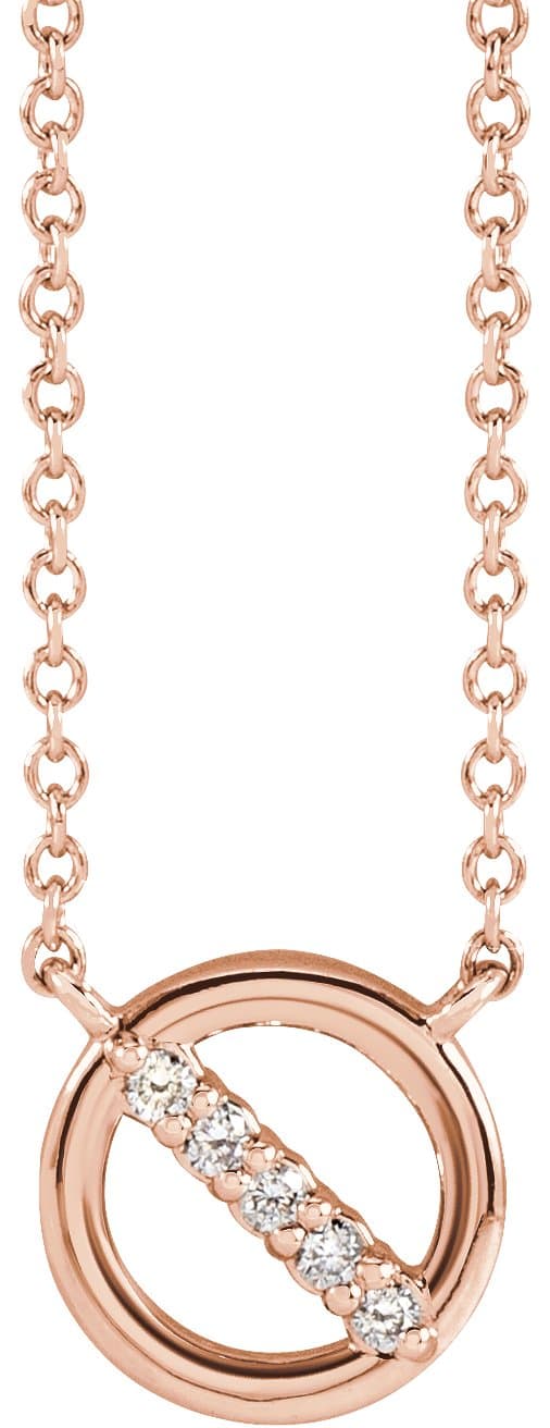 14K Rose .03 CTW Natural Diamond Circle 16 Necklace