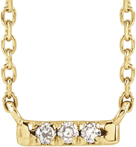 14K Rose .03 CTW Natural Diamond French-Set Bar 16 Necklace