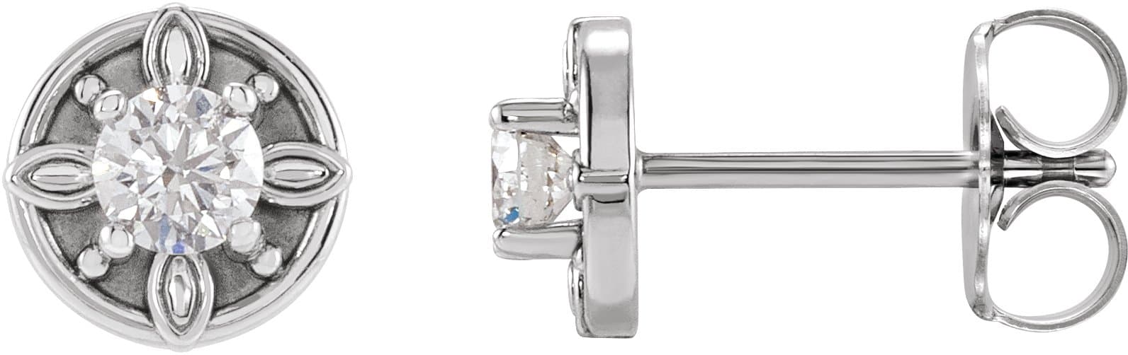 14K Rose 1/5 CTW Natural Diamond Floral-Inspired Earrings