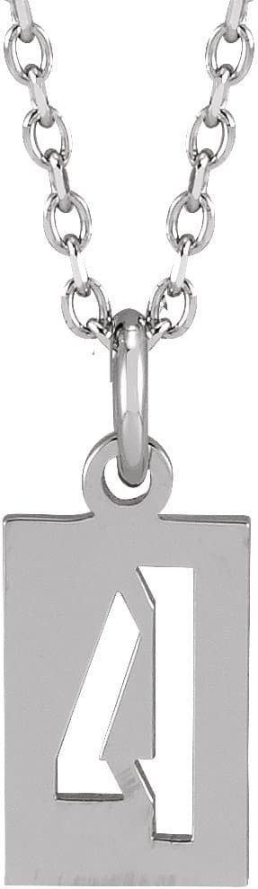 14K Rose Pierced Numeral 0 Dog Tag 16-18 Necklace