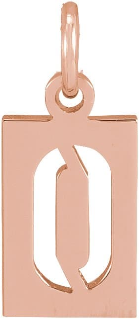 14K Rose Gold Pierced Numeral 0 Dog Tag 16-18" Necklace