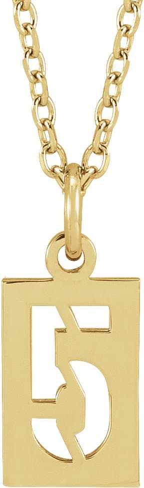 14K Rose Pierced Numeral 0 Dog Tag 16-18 Necklace