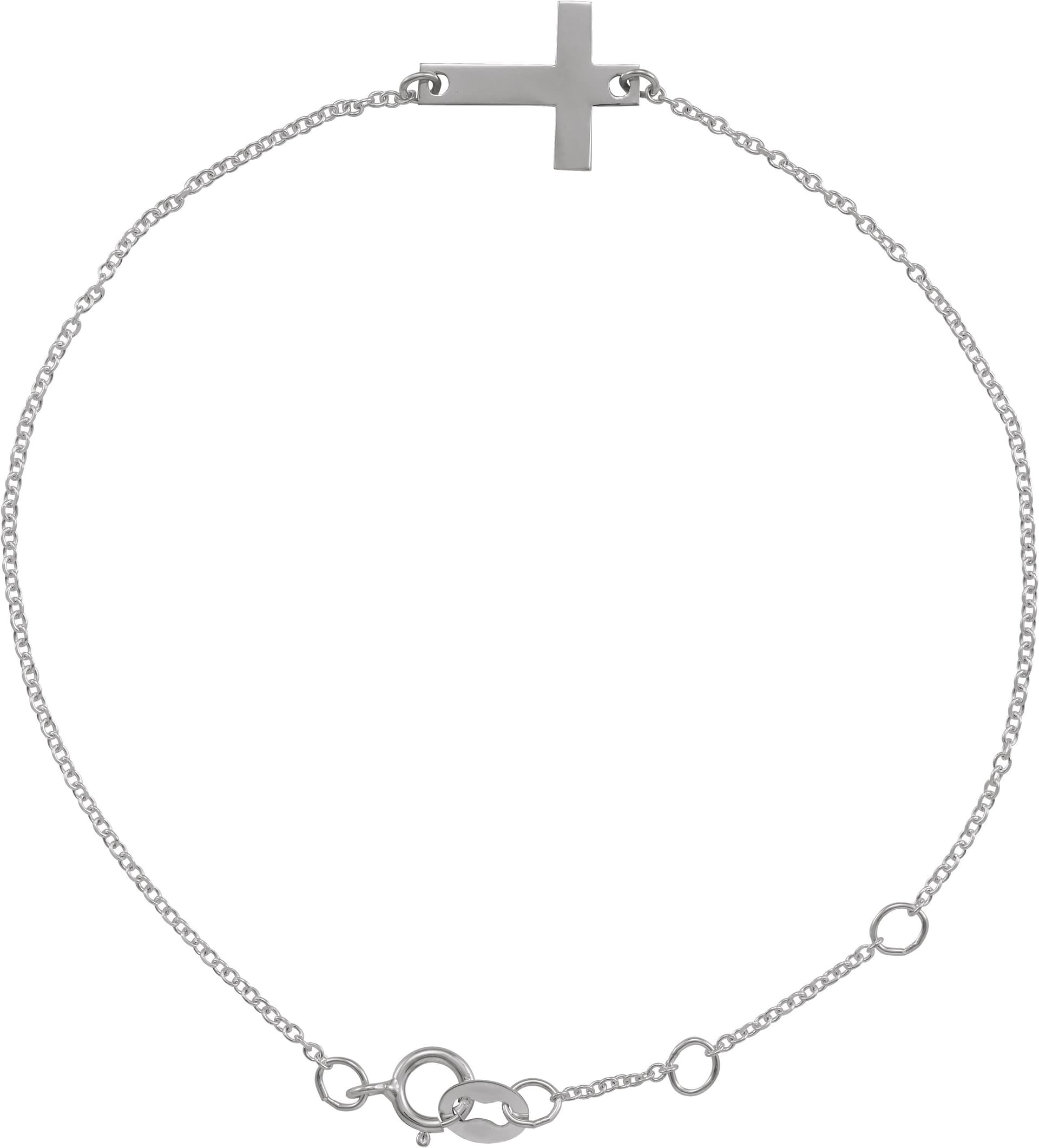 14K Rose Engravable Cross 6 1/2-7 1/2" Bracelet