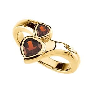 14K Yellow Natural Mozambique Garnet Heart Ring