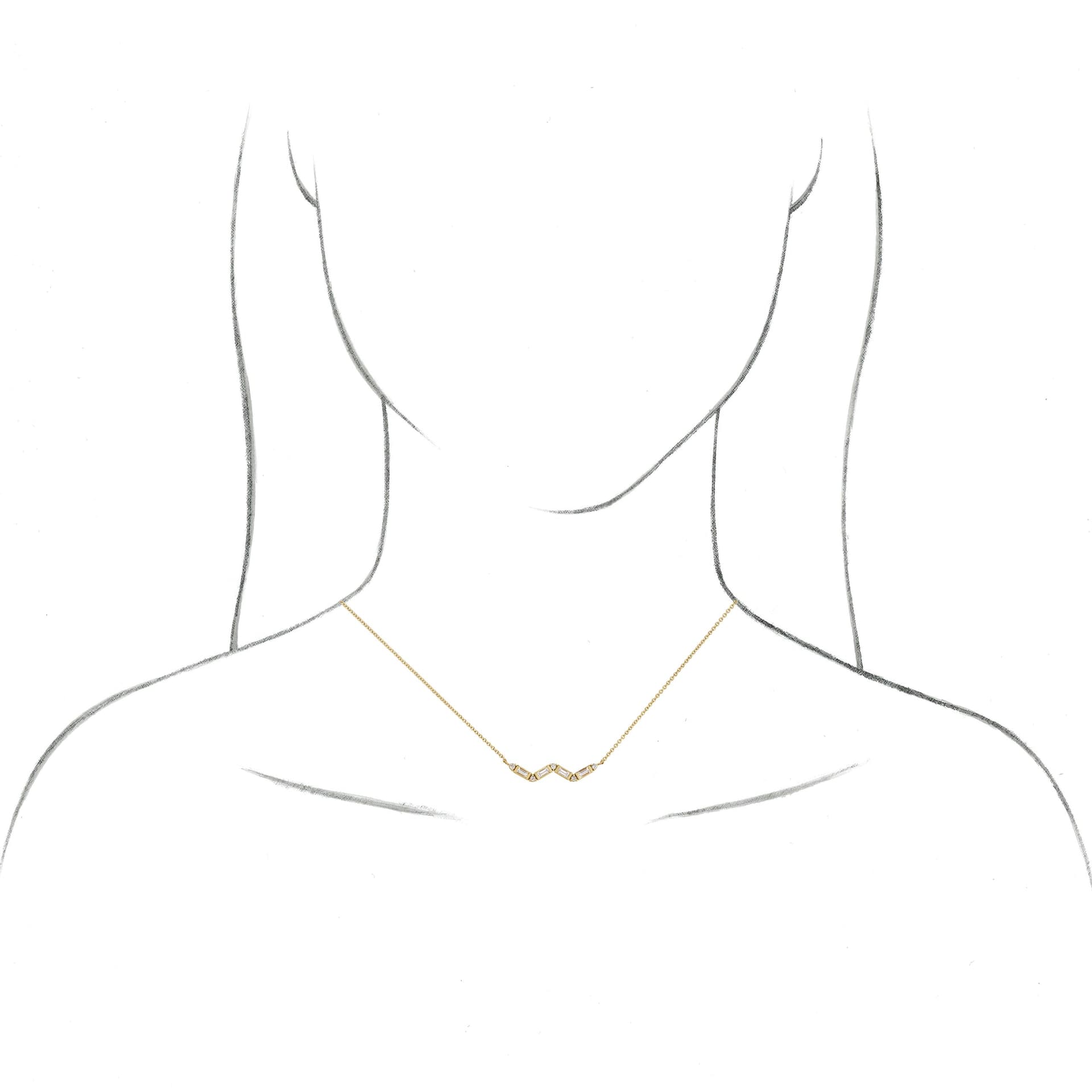 Accented Baguette Bar Necklace or Center view 3
