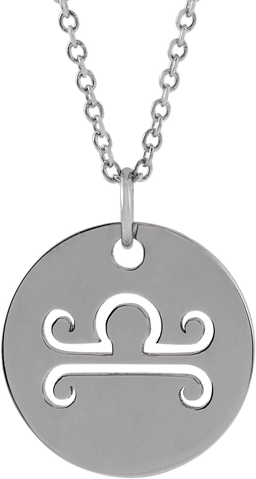 14K Rose Aquarius Zodiac Disc 16-18 Necklace
