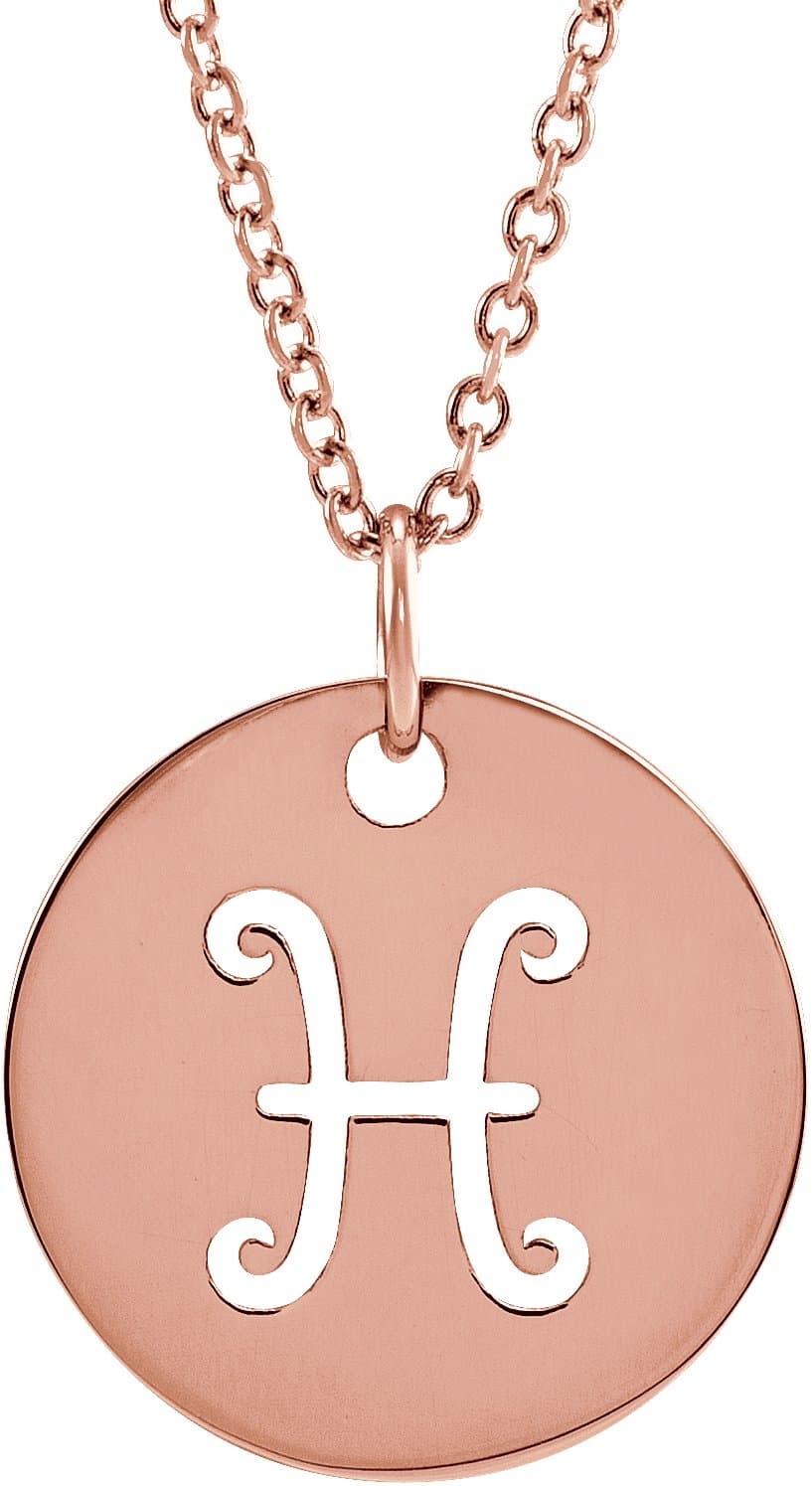 14K Rose Aquarius Zodiac Disc 16-18 Necklace