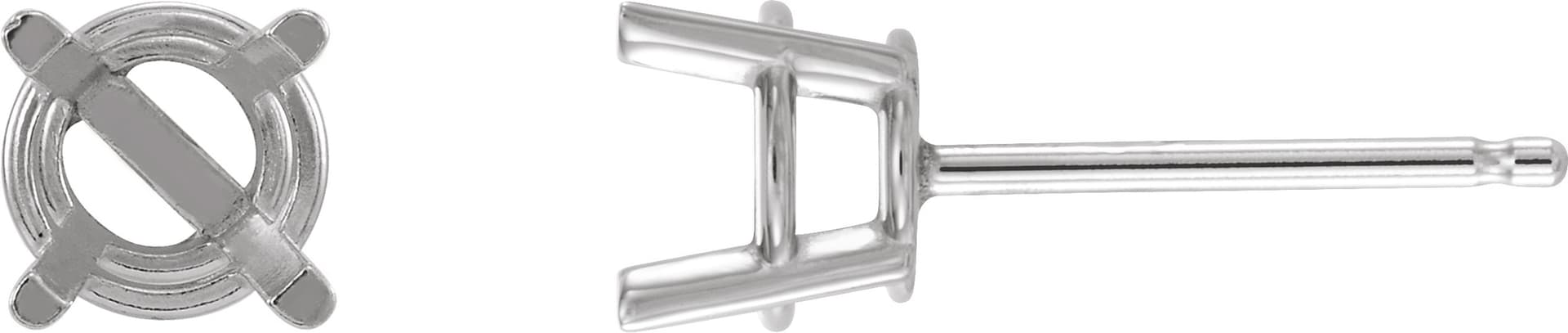 10K White Gold 10 mm Round 4-Prong Lightweight Earring Mounting