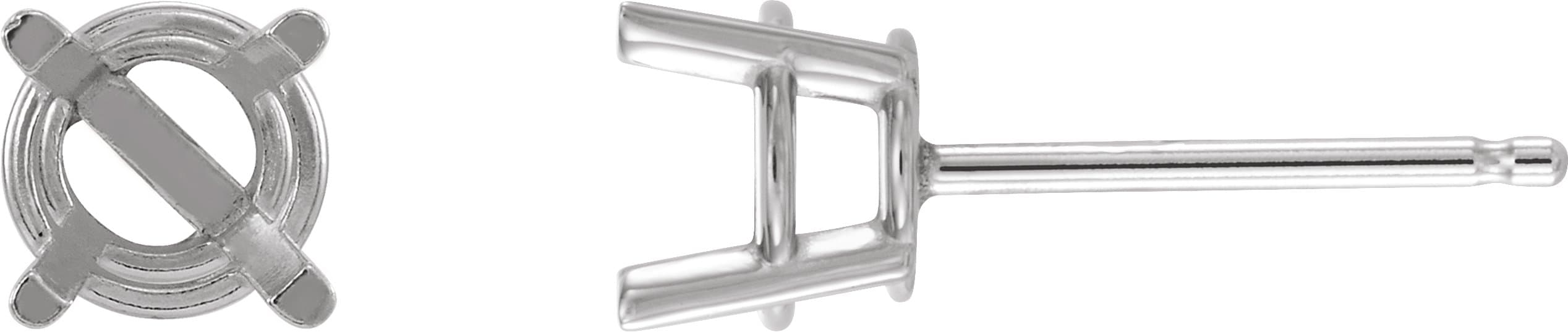 10K White Gold 10 mm Round 4-Prong Lightweight Earring Mounting