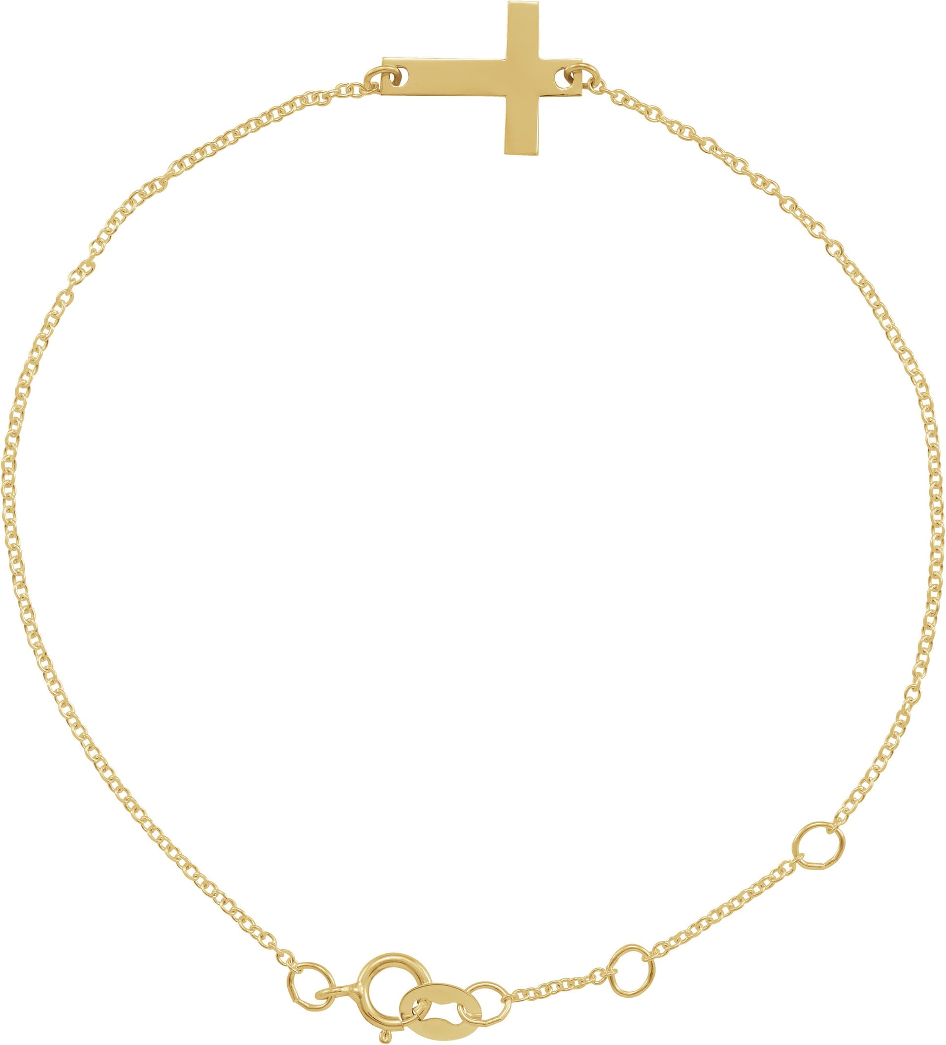 14K Rose Engravable Cross 6 1/2-7 1/2" Bracelet