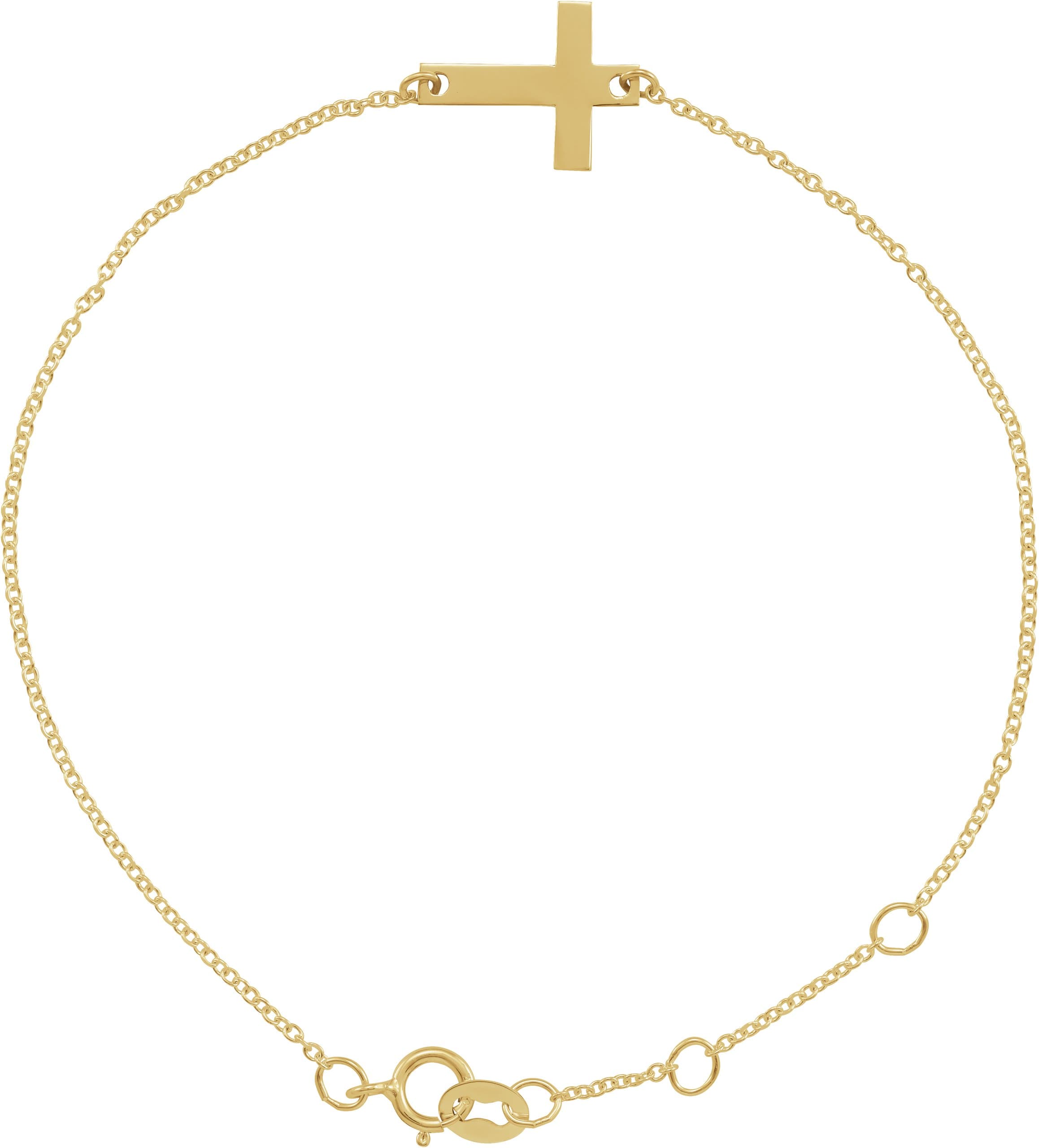14K Rose Engravable Cross 6 1/2-7 1/2" Bracelet