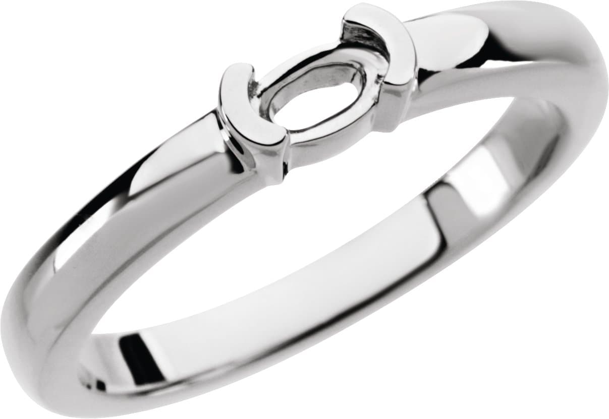 14K X1 White Gold 5x3 mm Oval Stackable Ring Mounting