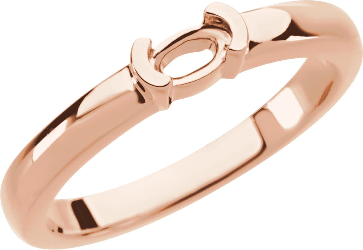 14K X1 White Gold 5x3 mm Oval Stackable Ring Mounting