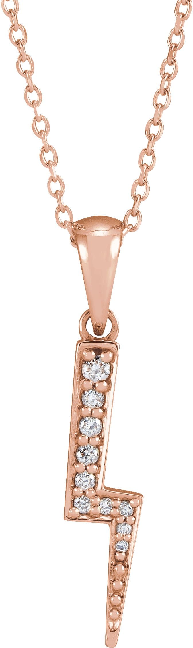 14K Rose .08 CTW Natural Diamond Lightning Bolt 16-18 Necklace