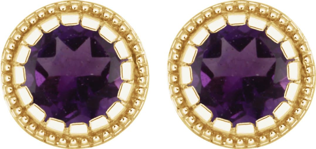 Milgrain Bezel-Set Birthstone Stud Earrings view 2