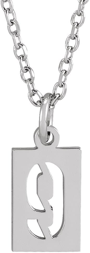 14K Rose Pierced Numeral 0 Dog Tag 16-18 Necklace