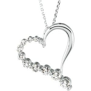 14K White 1 CTW Natural Diamond Journey Heart 18 Necklace