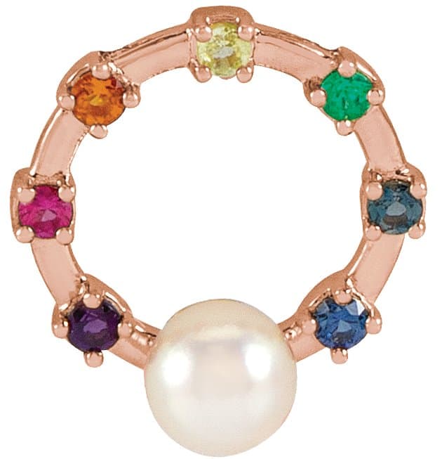 14K Rose Akoya Cultured Pearl Hold You Forever® Rainbow Baby 18 Necklace
