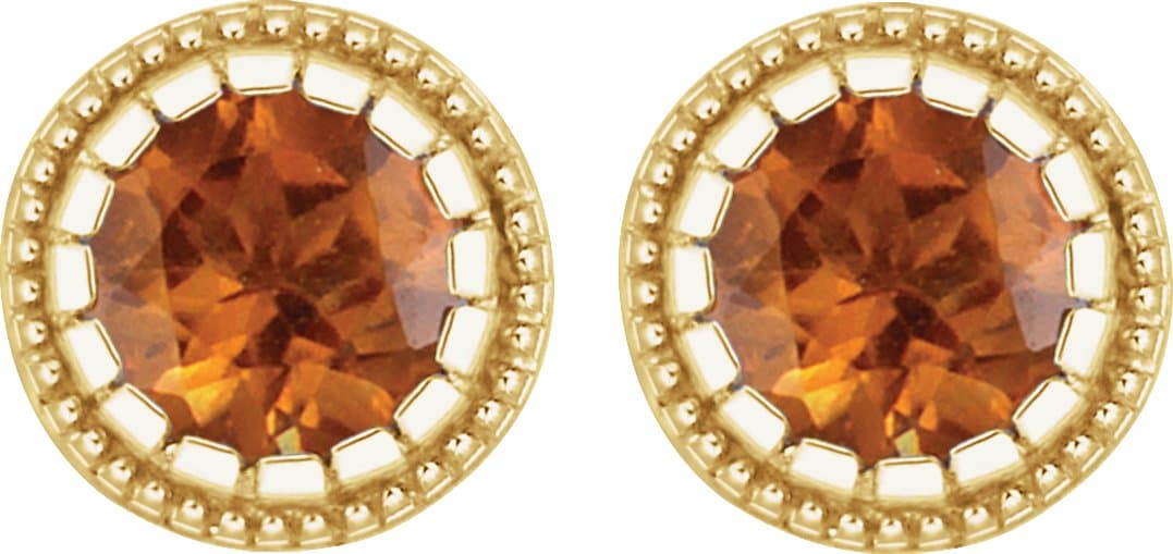 Milgrain Bezel-Set Birthstone Stud Earrings view 2