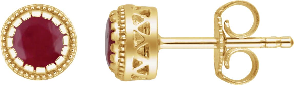 14K Yellow Gold Natural Ruby Stud Earrings