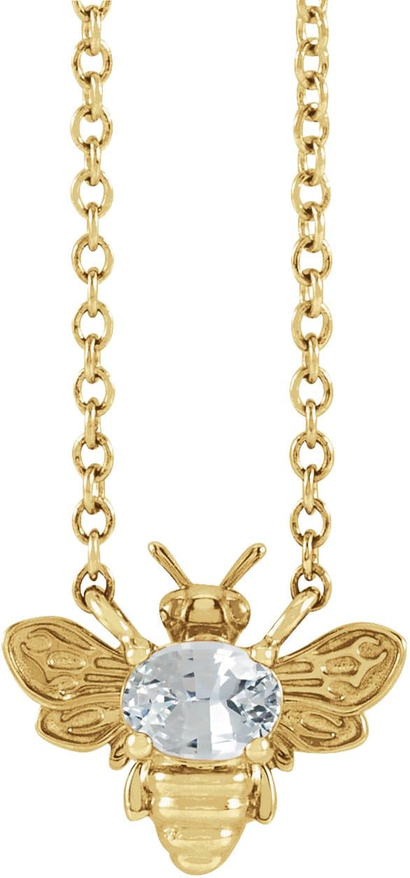 14K Rose Natural Pink Sapphire Bee 16 Necklace